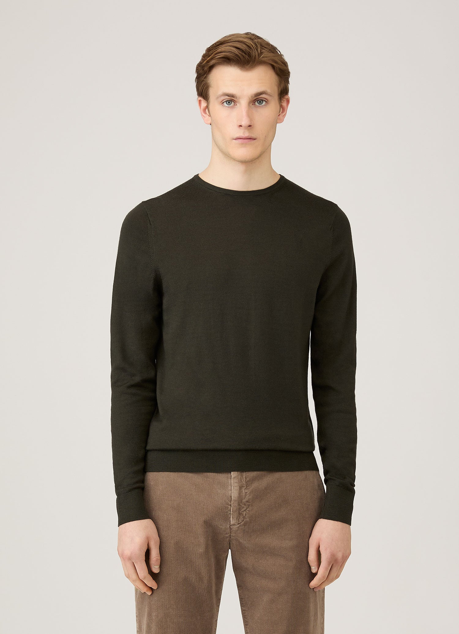 Men's Extra-Fine Merino Crew Neck in Dark Green