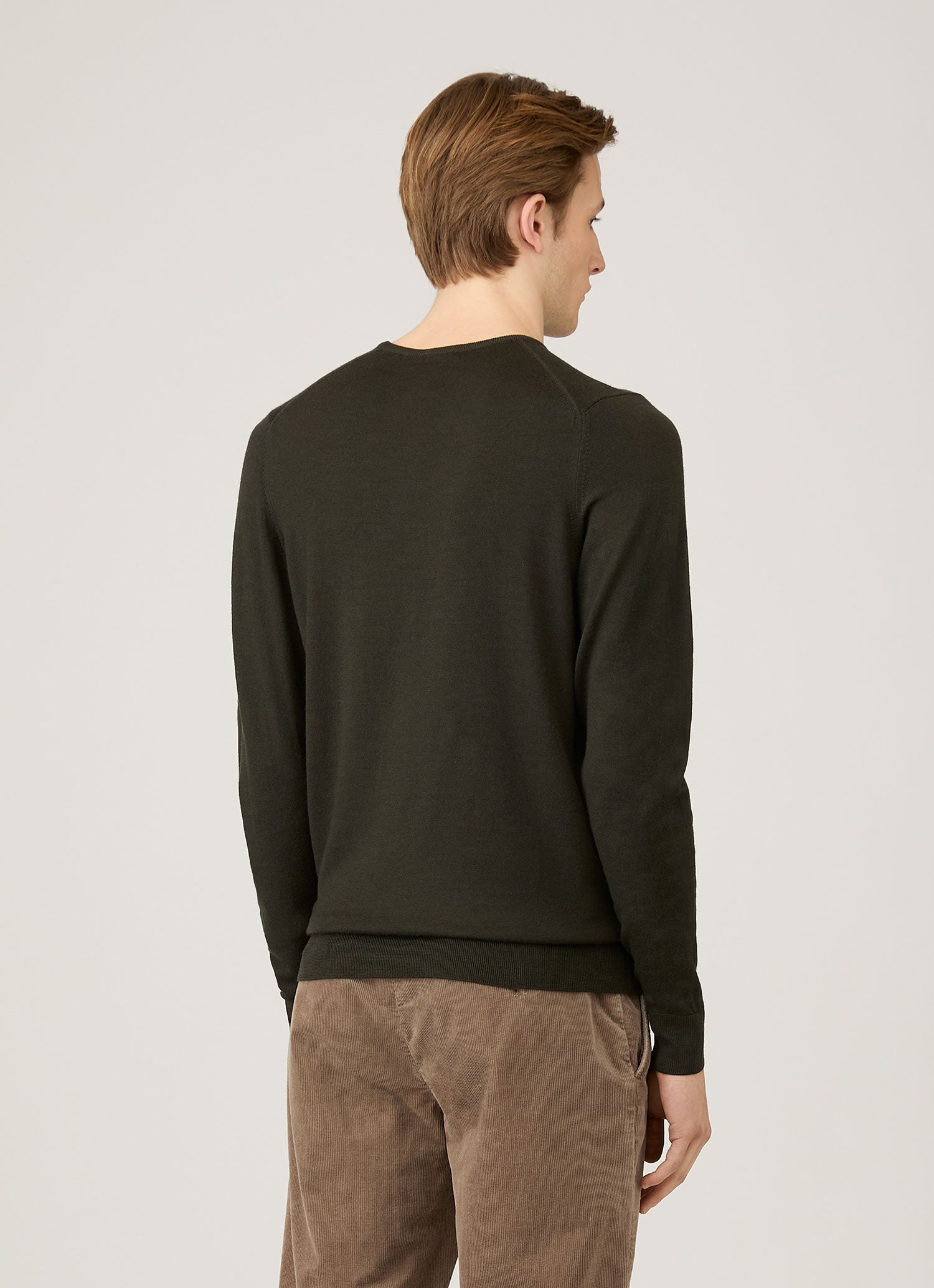 Men's Extra-Fine Merino Crew Neck in Dark Green