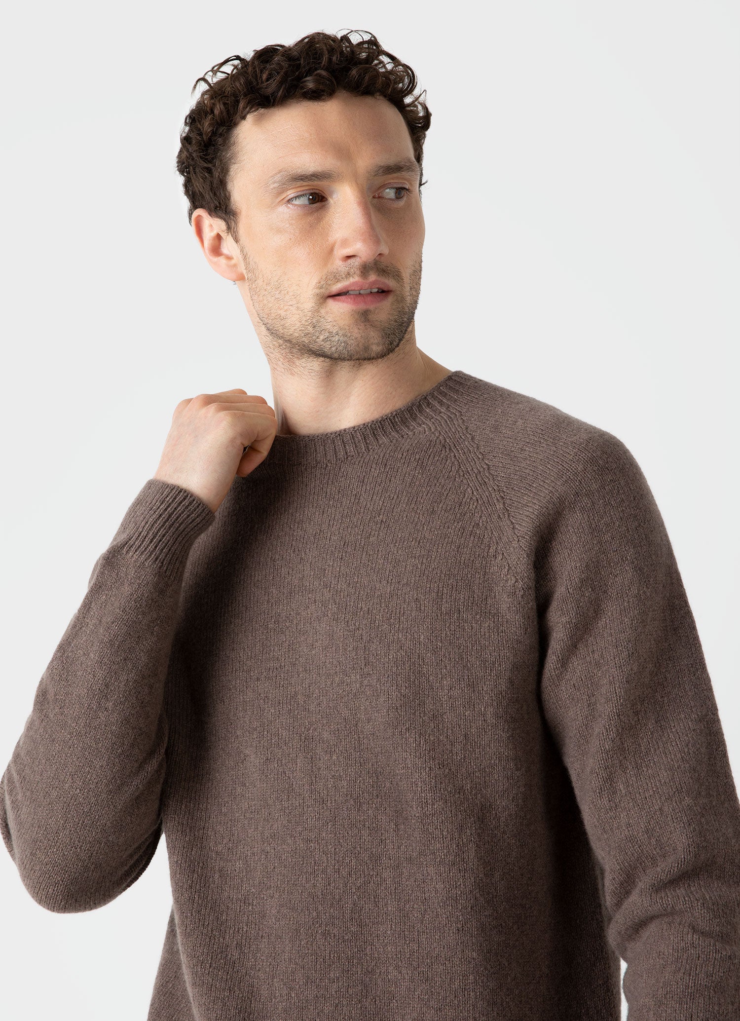 Men's Lambswool Crew Neck Jumper in Cedar