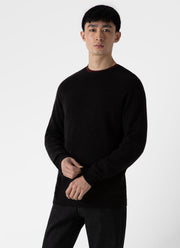 Men's Lambswool Crew Neck Jumper in Coffee Twist