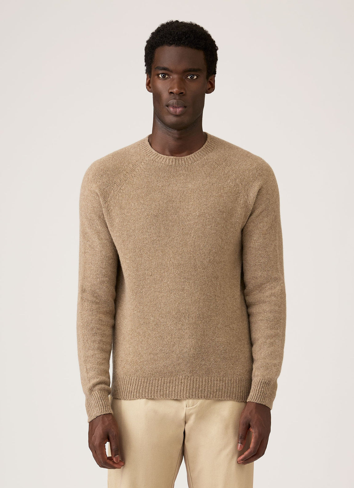 Men's Lambswool Crew Neck Jumper in Taupe