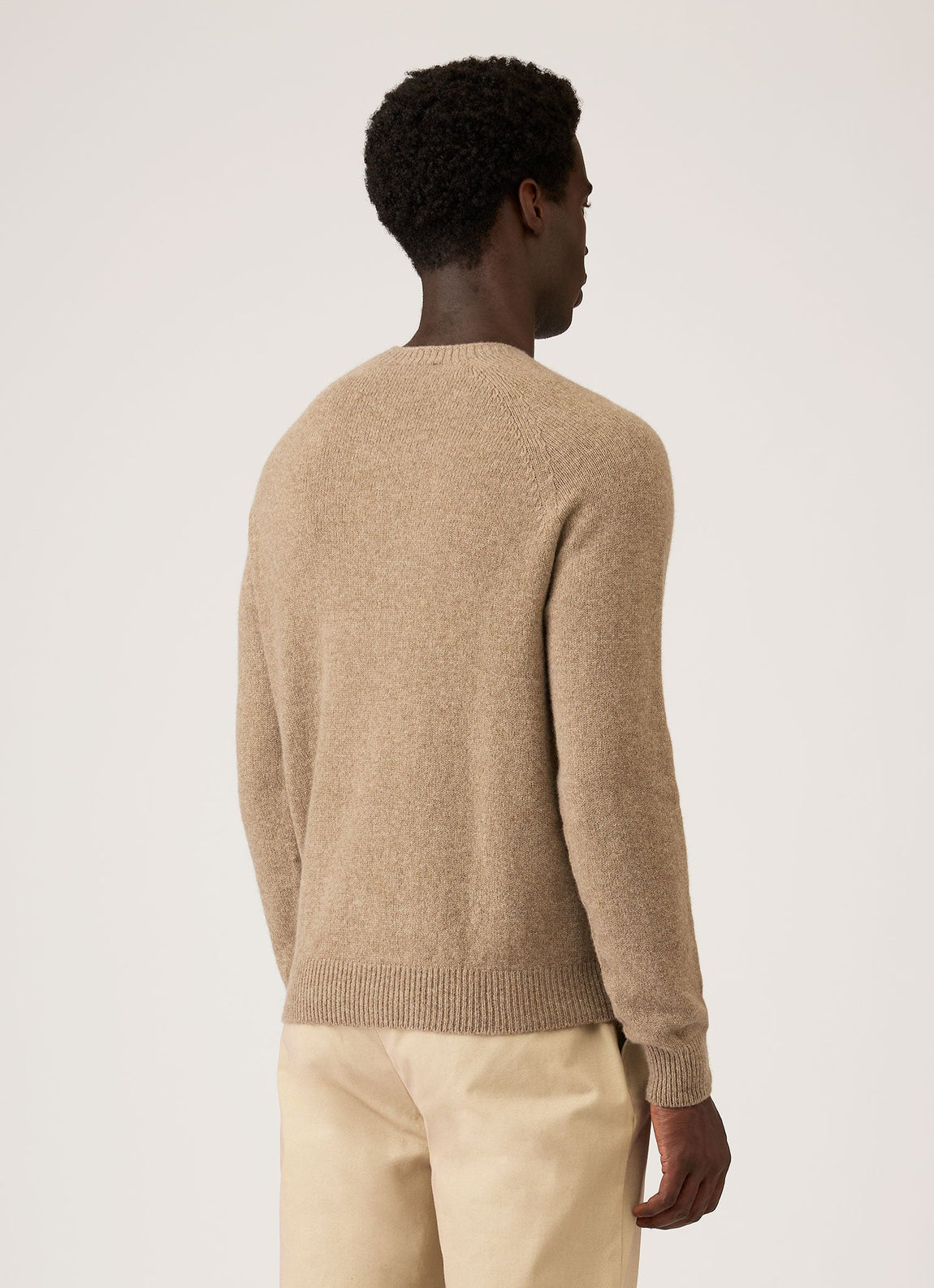 Men's Lambswool Crew Neck Jumper in Taupe