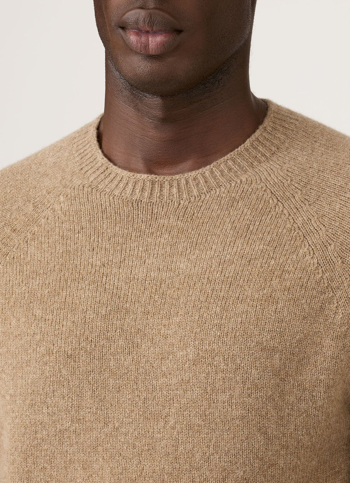 Men's Lambswool Crew Neck Jumper in Taupe