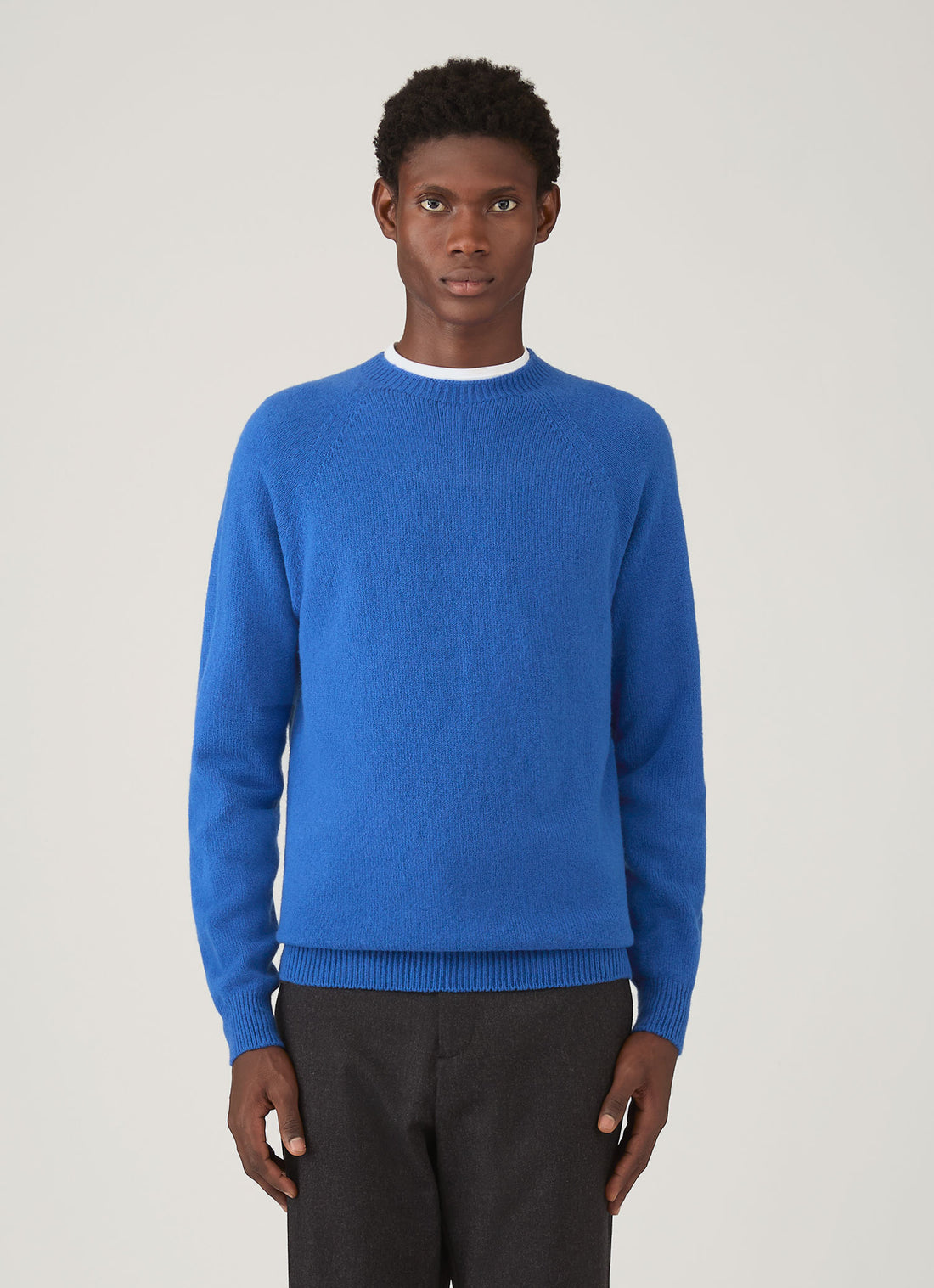 Men's Lambswool Crew Neck Jumper in Cobalt