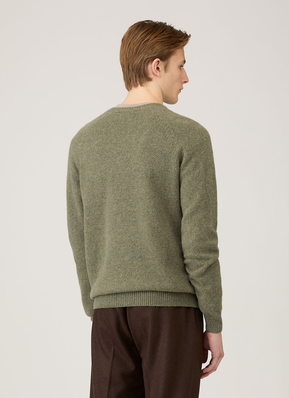 Men's Lambswool Crew Neck Jumper in Sea Moss
