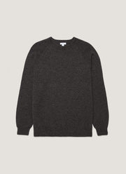 Men's Lambswool Crew Neck Jumper in Dark Green Twist