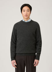 Men's Lambswool Crew Neck Jumper in Dark Green Twist