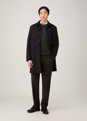 Men's Lambswool Crew Neck Jumper in Dark Green Twist