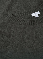 Men's Lambswool Crew Neck Jumper in Dark Green Twist