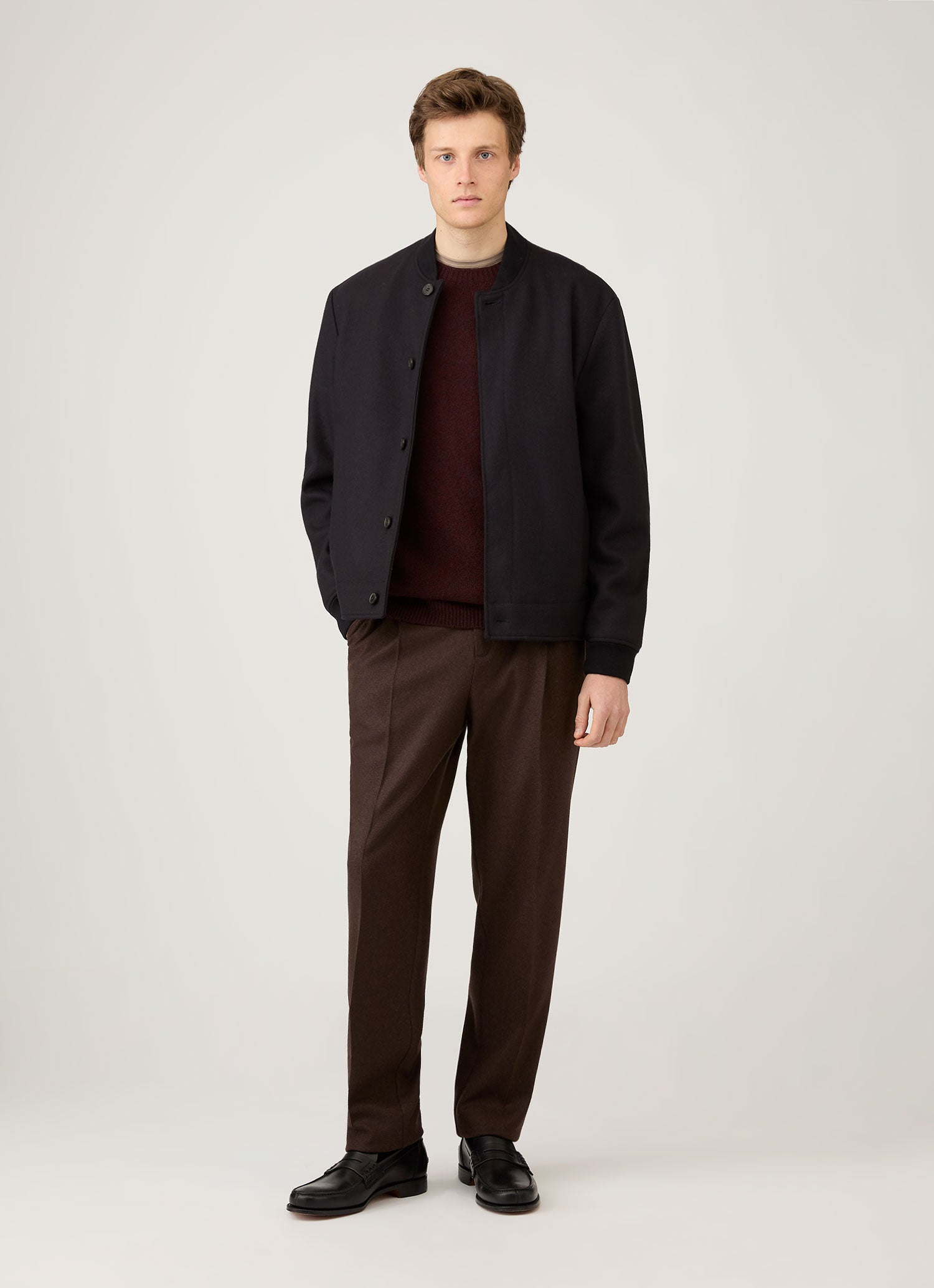 Men's Lambswool Crew Neck Jumper in Bakelite Twist