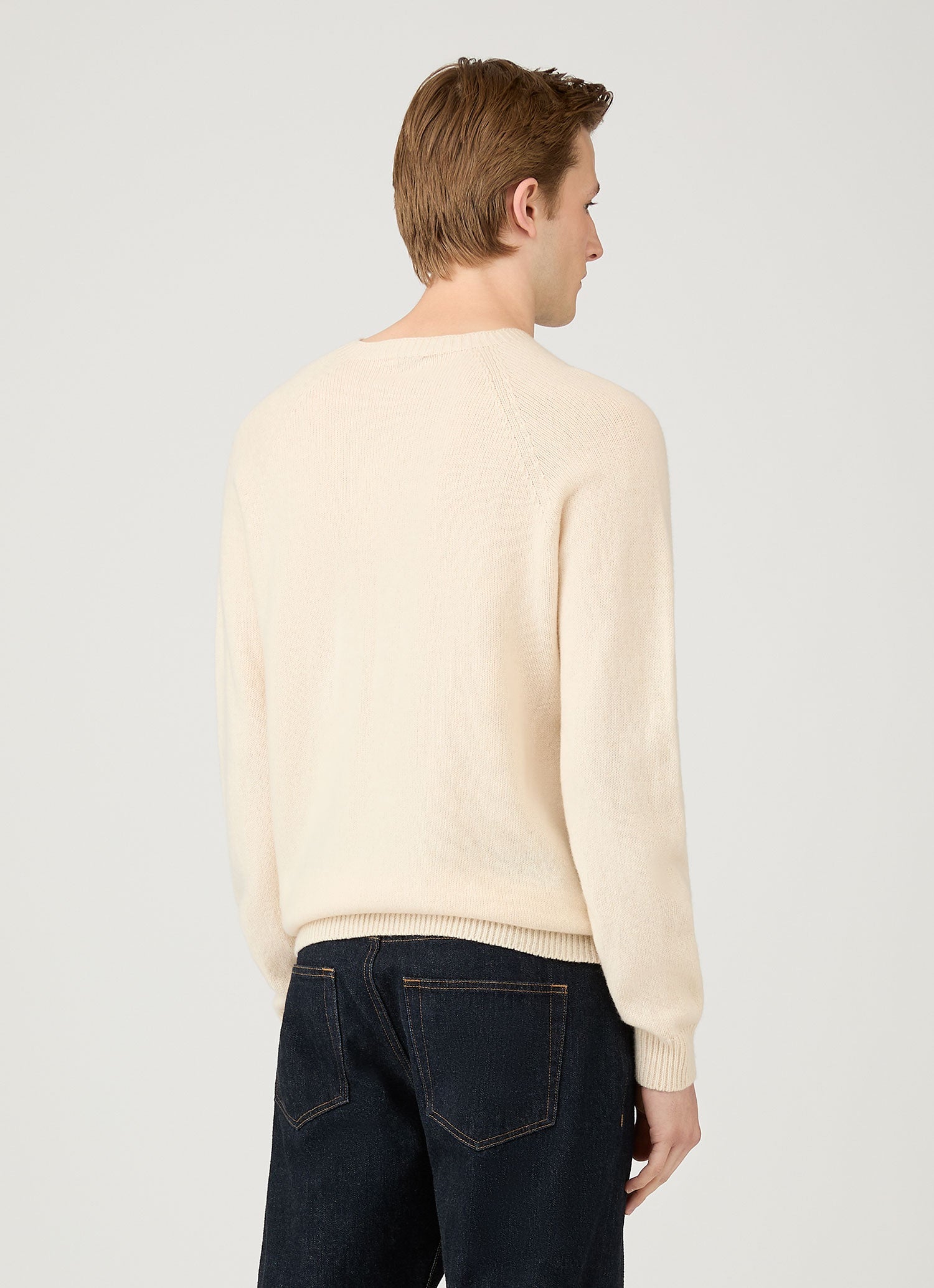 Men's Lambswool Crew Neck Jumper in Ecru