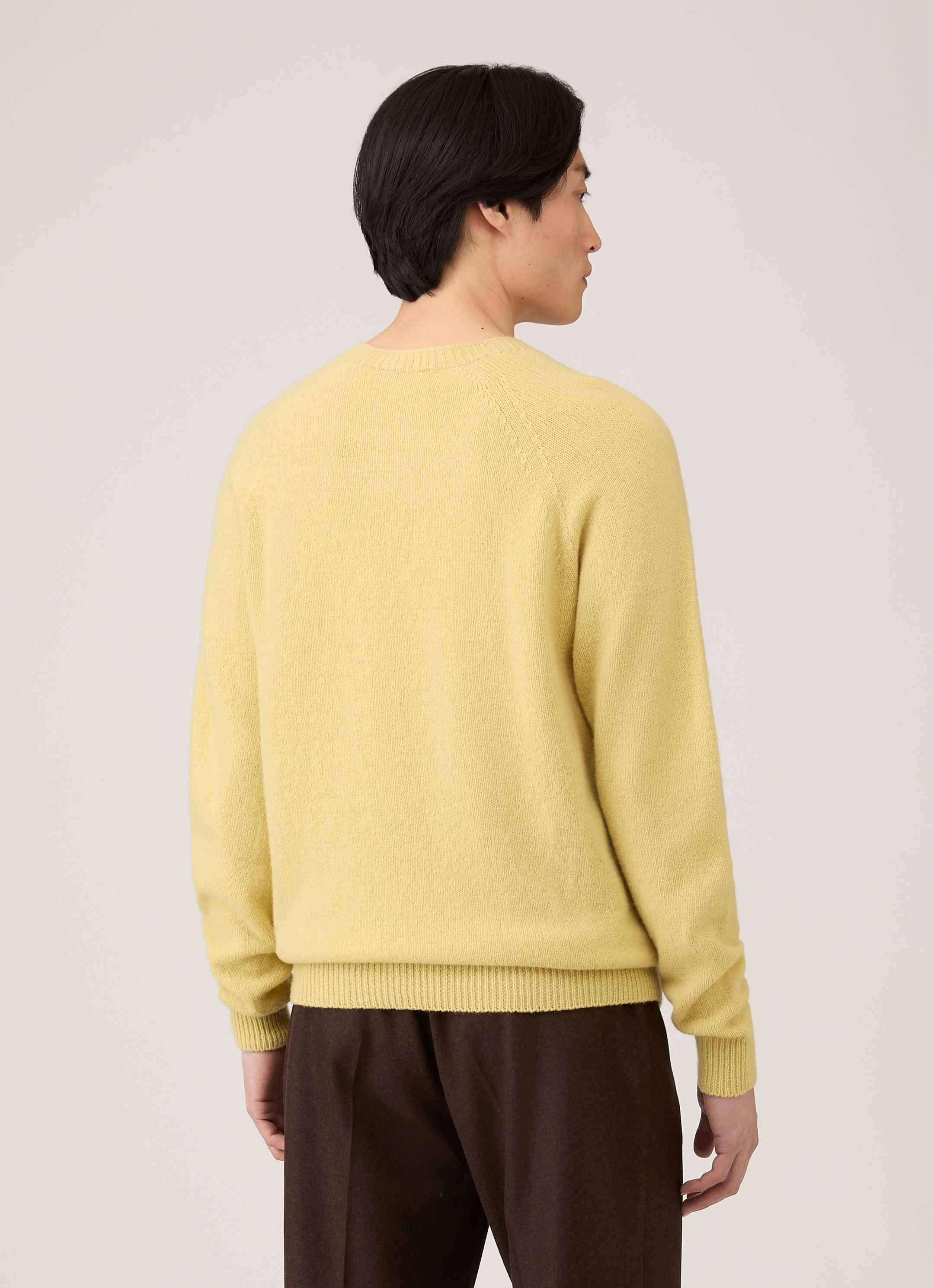 Men's Lambswool Crew Neck Jumper in Dusty Yellow