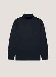Men's Extra-Fine Merino Roll Neck in Navy