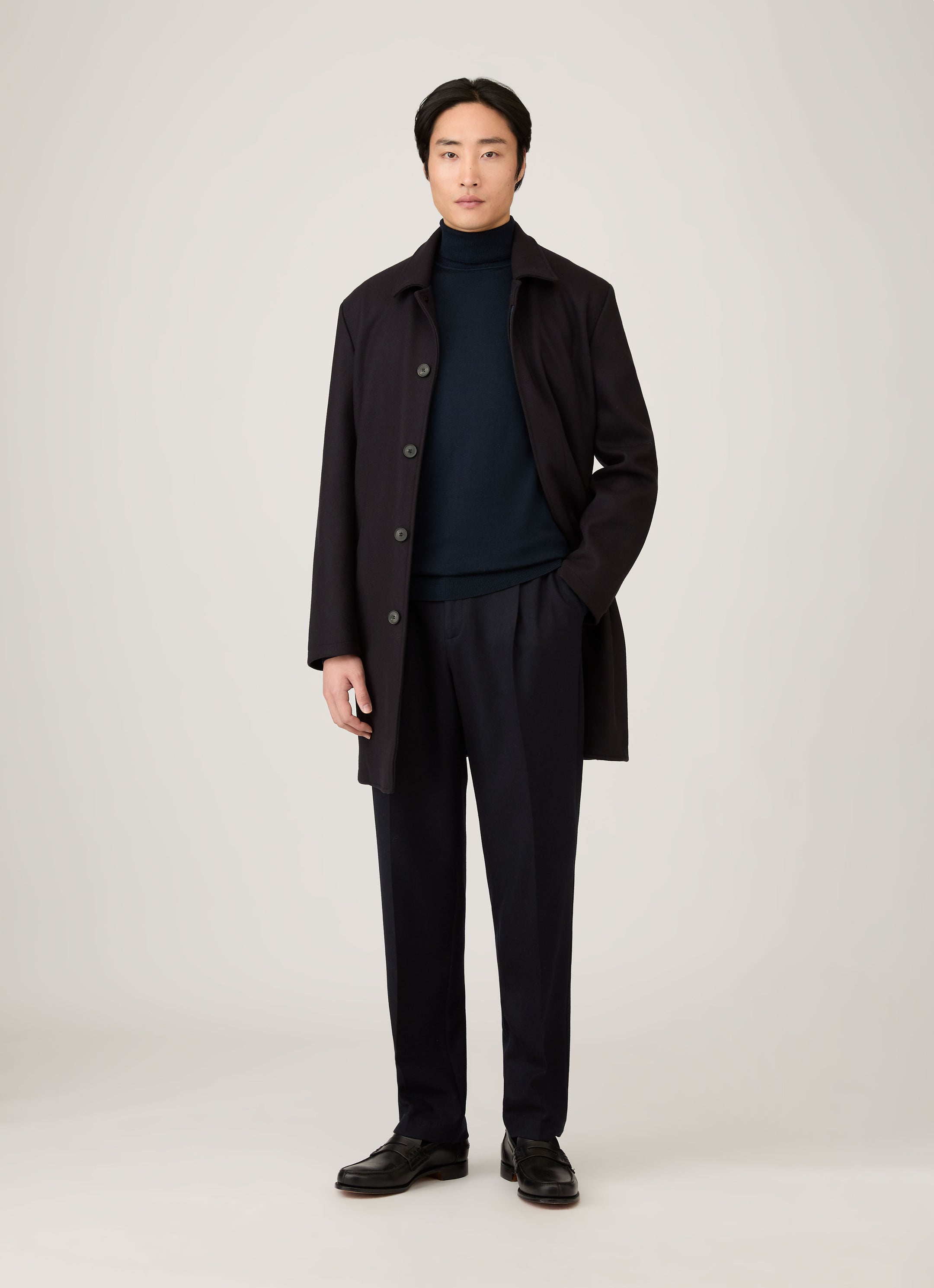 Men's Extra-Fine Merino Roll Neck in Navy