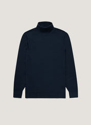 Men's Extra-Fine Merino Roll Neck in Light Navy