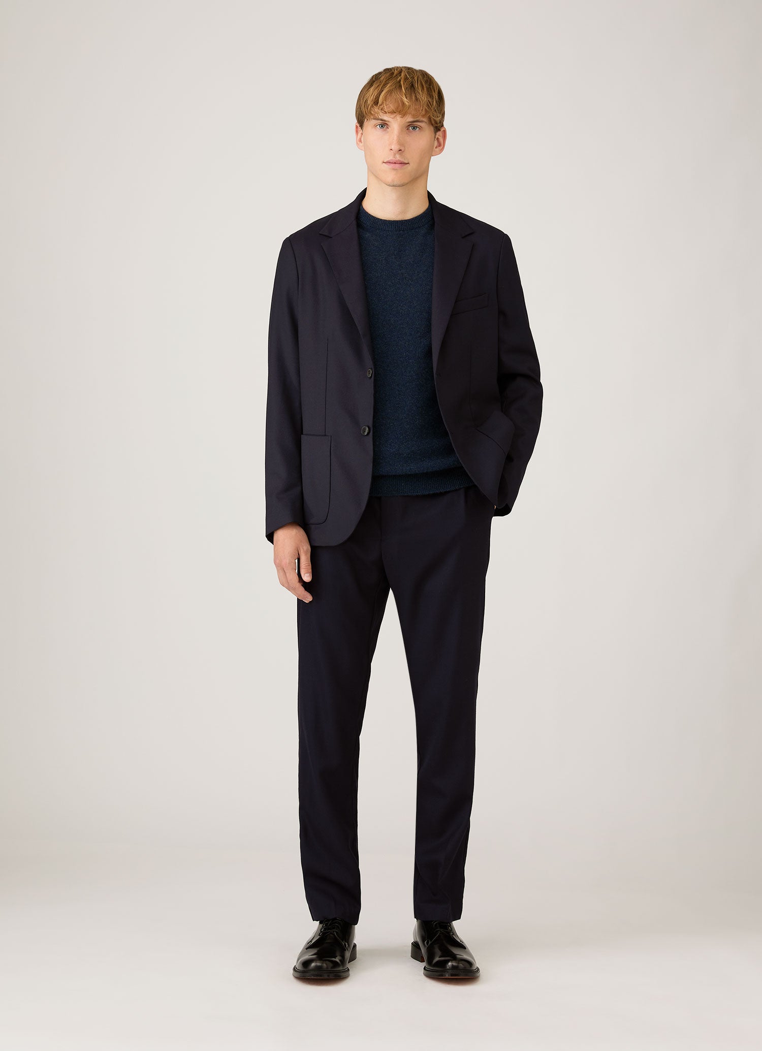 Men's Cashmere Crew Neck Jumper in Navy Melange