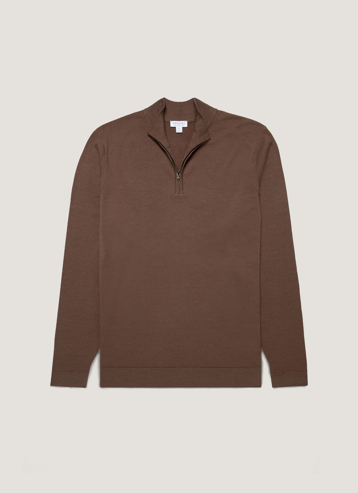 Men's Extra-Fine Merino Zip Neck in Bark
