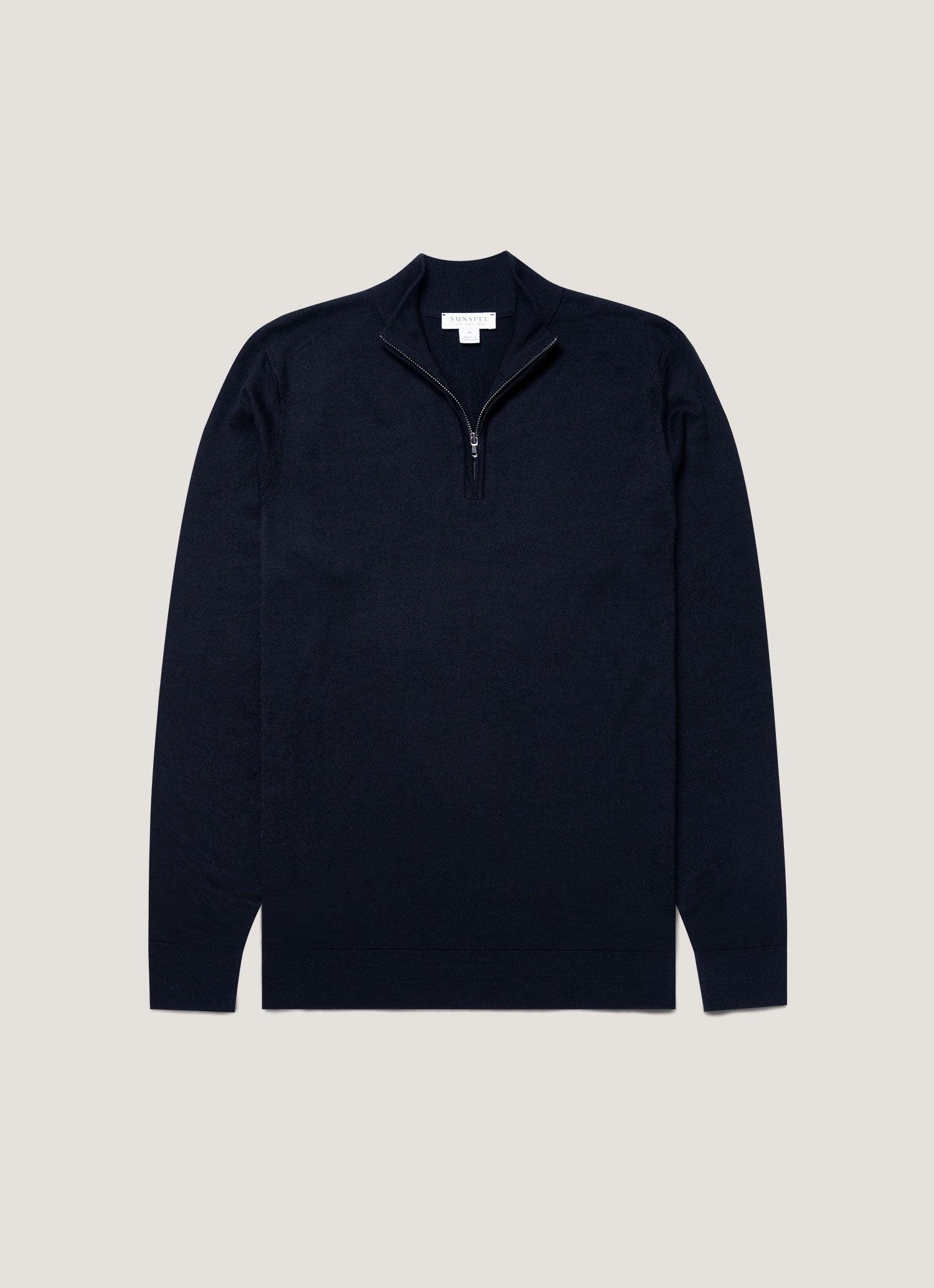 Men's Extra-Fine Merino Zip Neck in Light Navy Sunspel