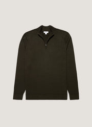 Men's Extra-Fine Merino Zip Neck in Dark Green