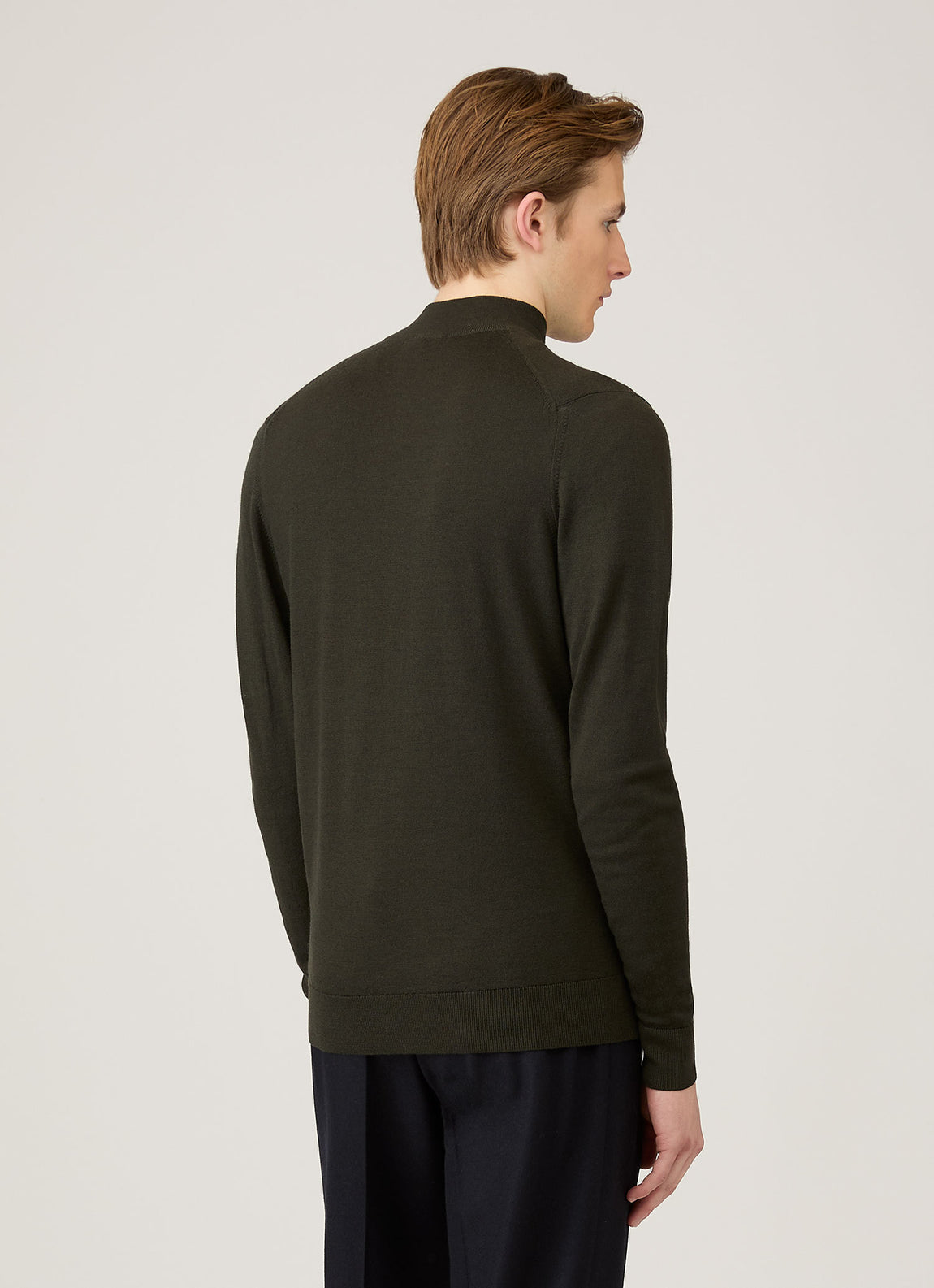 Men's Extra-Fine Merino Zip Neck in Dark Green