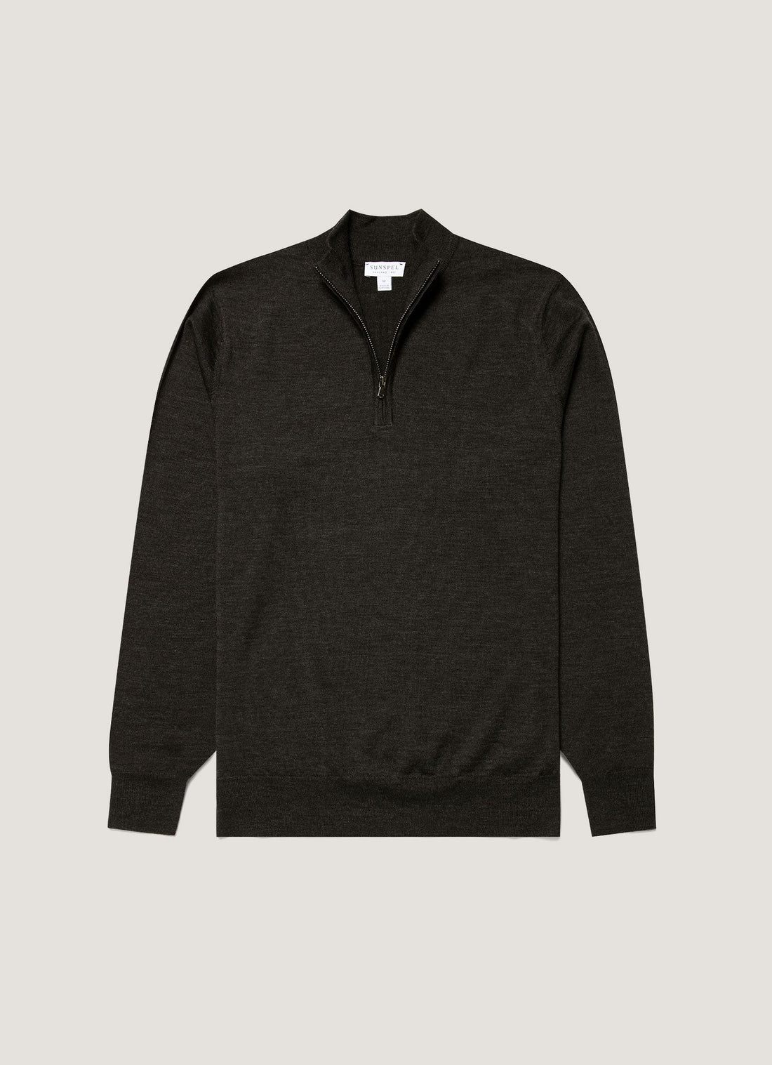 Men's Extra-Fine Merino Zip Neck in Charcoal Melange