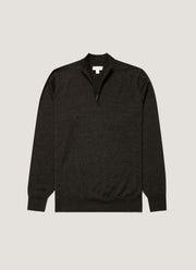 Men's Extra-Fine Merino Zip Neck in Charcoal Melange