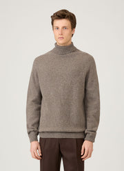 Men's Lambswool Roll Neck in Bark