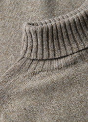 Men's Lambswool Roll Neck in Bark