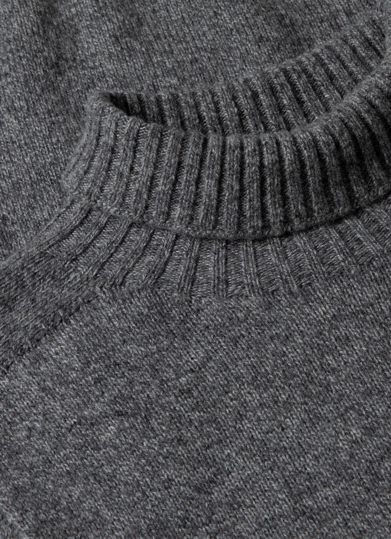 Men's Lambswool Roll Neck in Mid Grey Melange