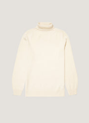 Men's Lambswool Roll Neck in Ecru
