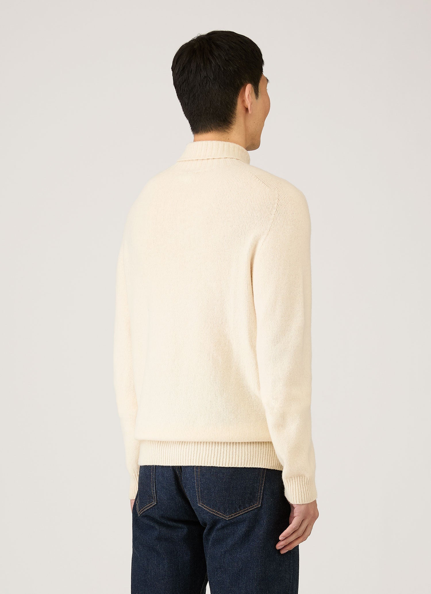 Men's Lambswool Roll Neck in Ecru