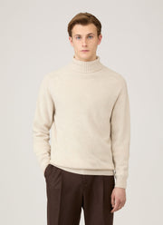 Men's Lambswool Roll Neck in Oatmeal Melange