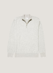 Men's Cashmere Zip Neck Jumper in Grey Melange