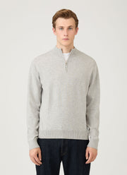 Men's Cashmere Zip Neck Jumper in Grey Melange