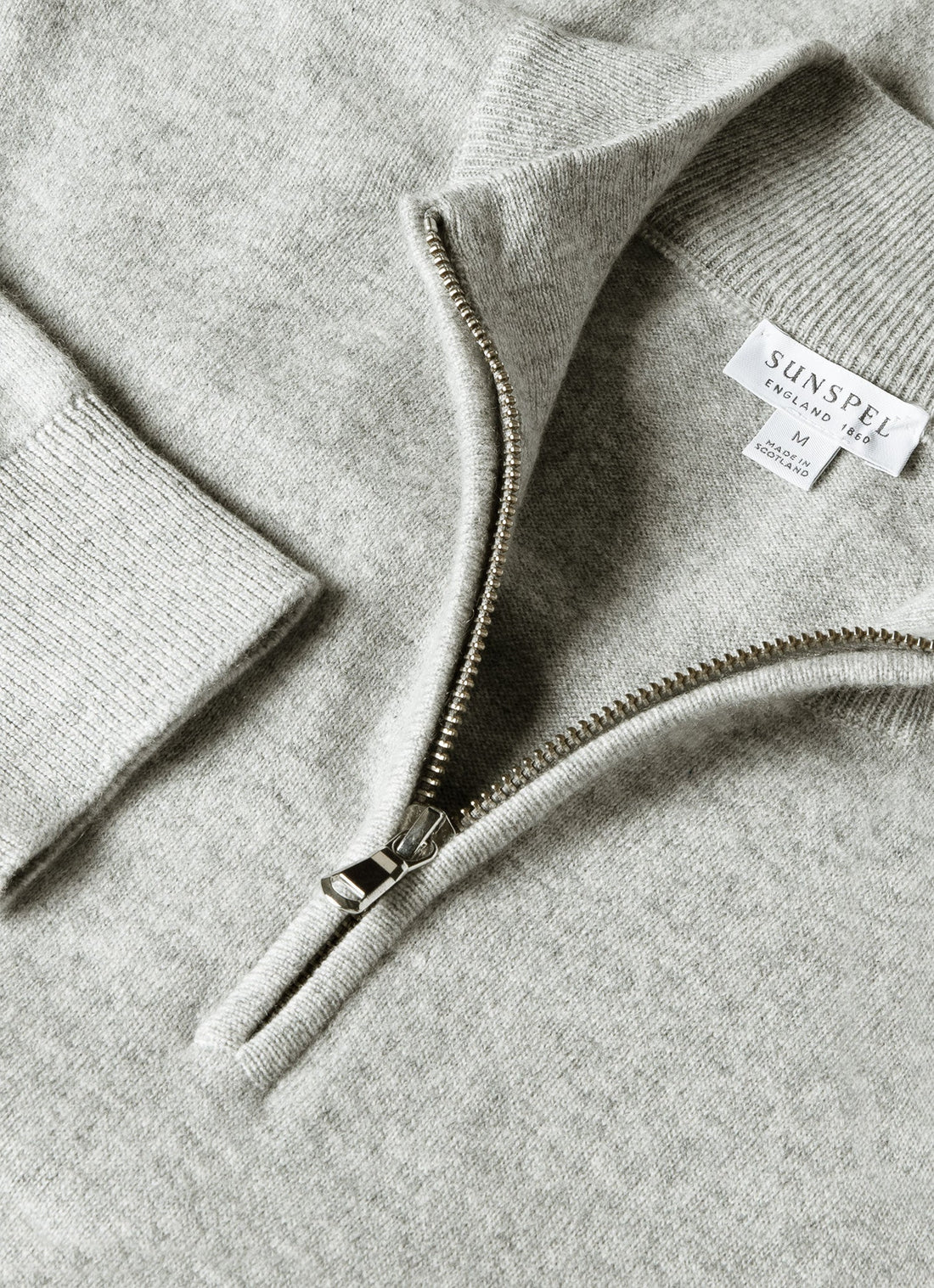 Men's Cashmere Zip Neck Jumper in Grey Melange