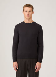 Men's Sea Island Cashmere Crew Neck Jumper in Black