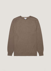 Men's Sea Island Cashmere Crew Neck Jumper in Bark