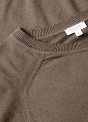Men's Sea Island Cashmere Crew Neck Jumper in Bark