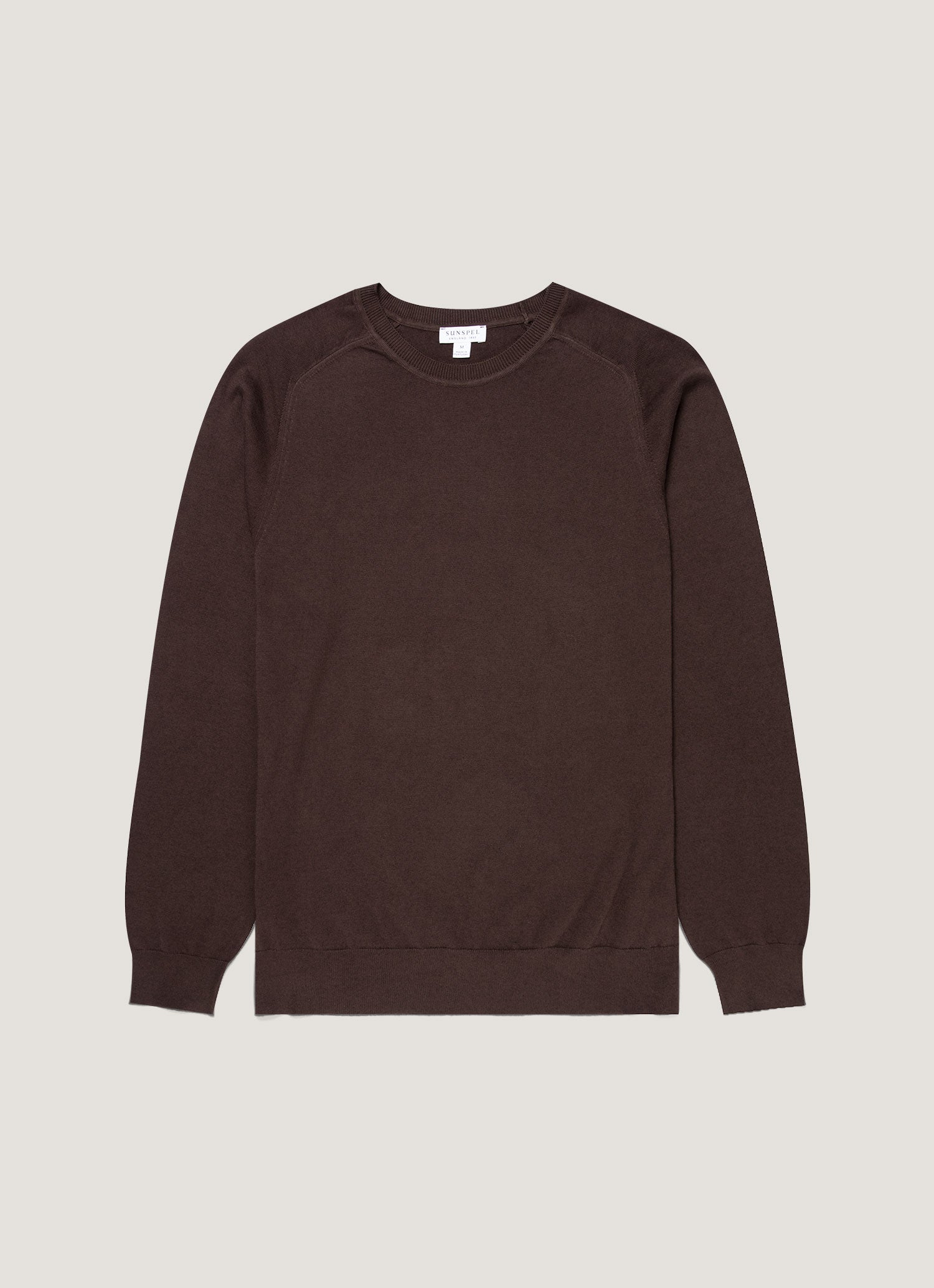 Men's Sea Island Cashmere Crew Neck Jumper in Dark Chocolate | Sunspel