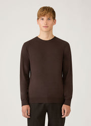 Men's Sea Island Cashmere Crew Neck Jumper in Dark Chocolate