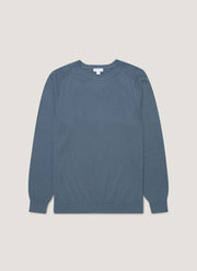 Men's Sea Island Cashmere Crew Neck Jumper in Slate Blue