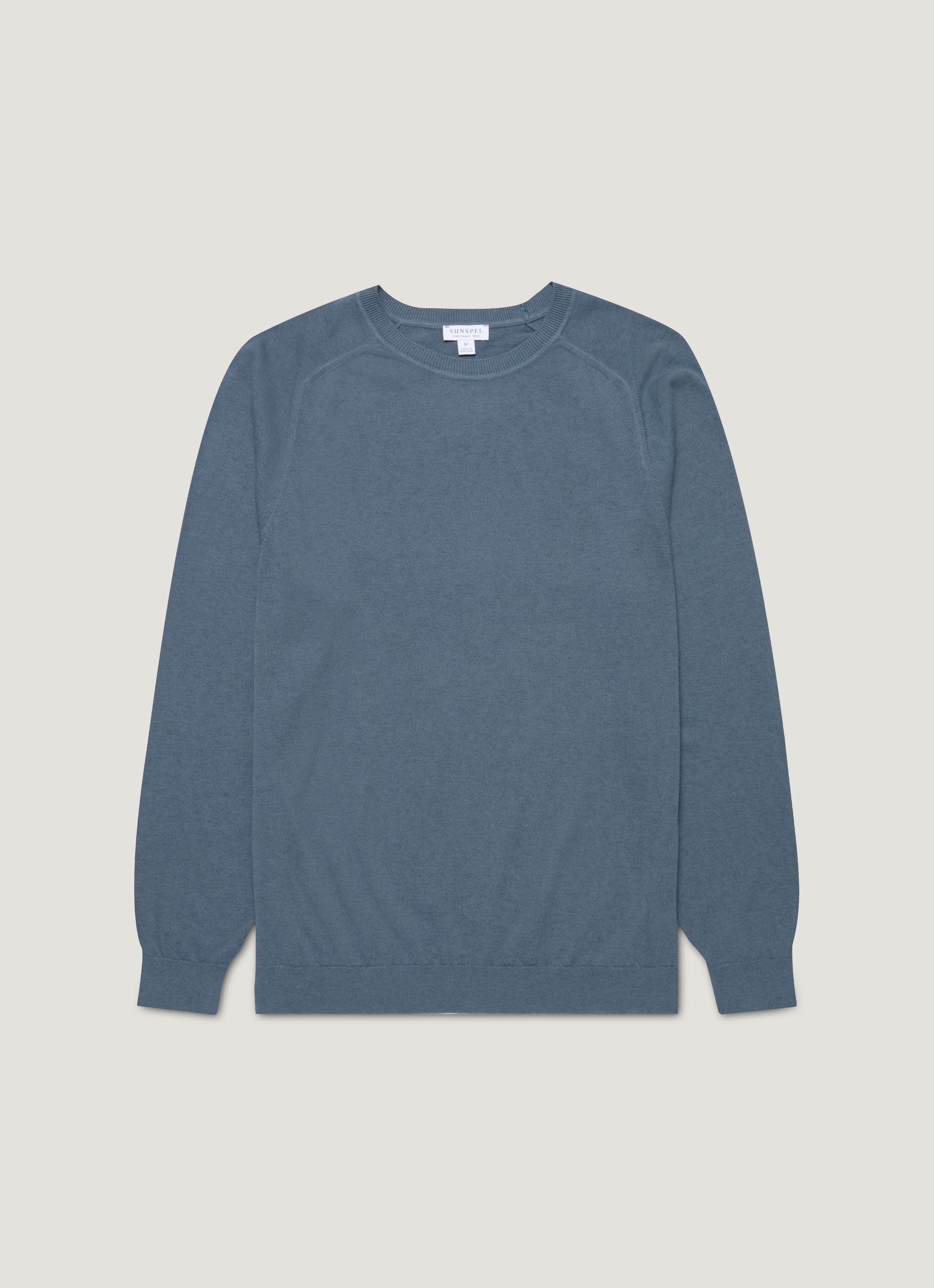Men's Sea Island Cashmere Crew Neck Jumper in Slate Blue