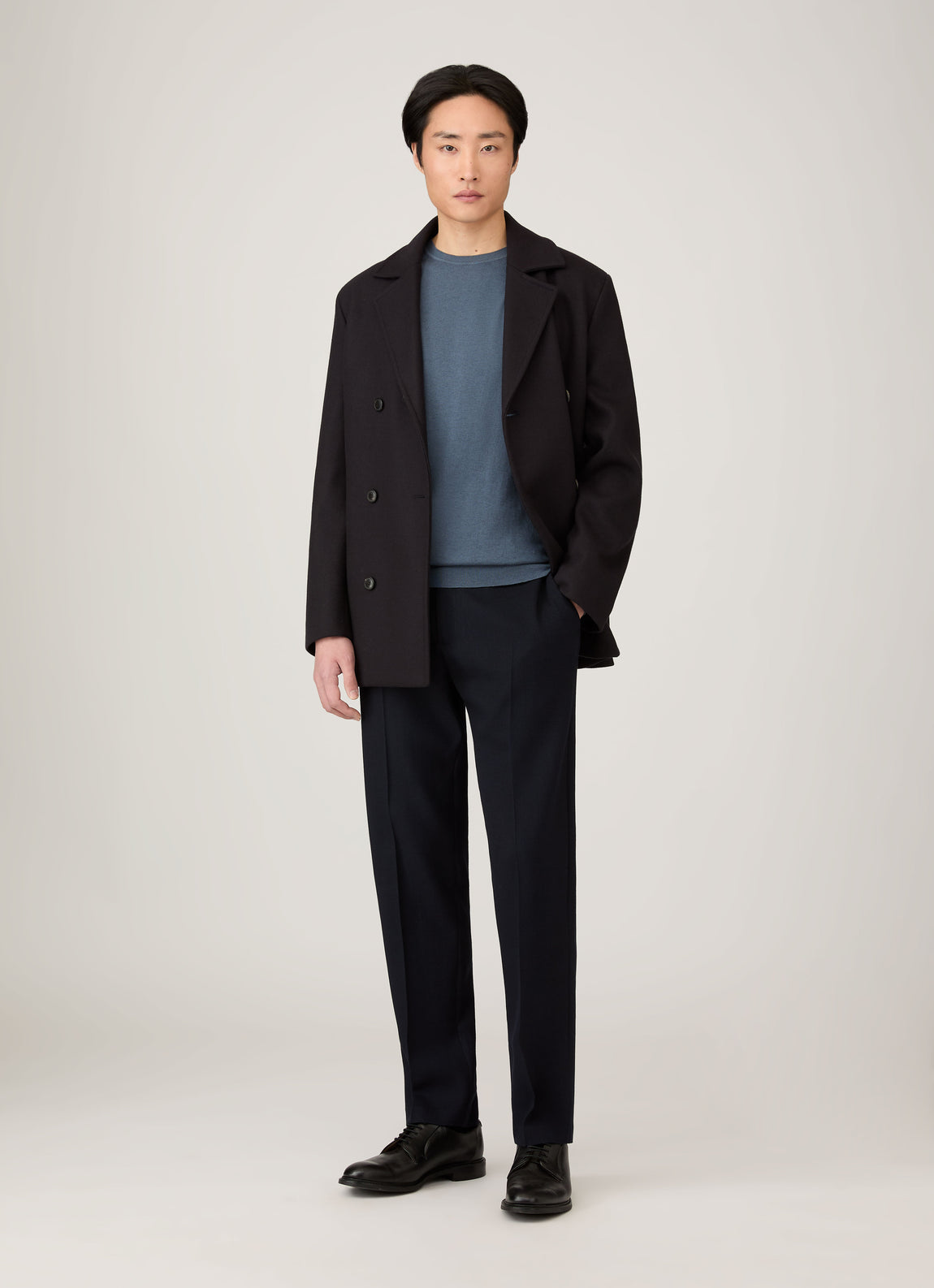 Men's Sea Island Cashmere Crew Neck Jumper in Slate Blue