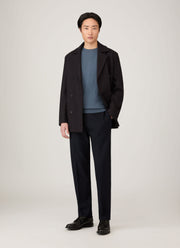 Men's Sea Island Cashmere Crew Neck Jumper in Slate Blue