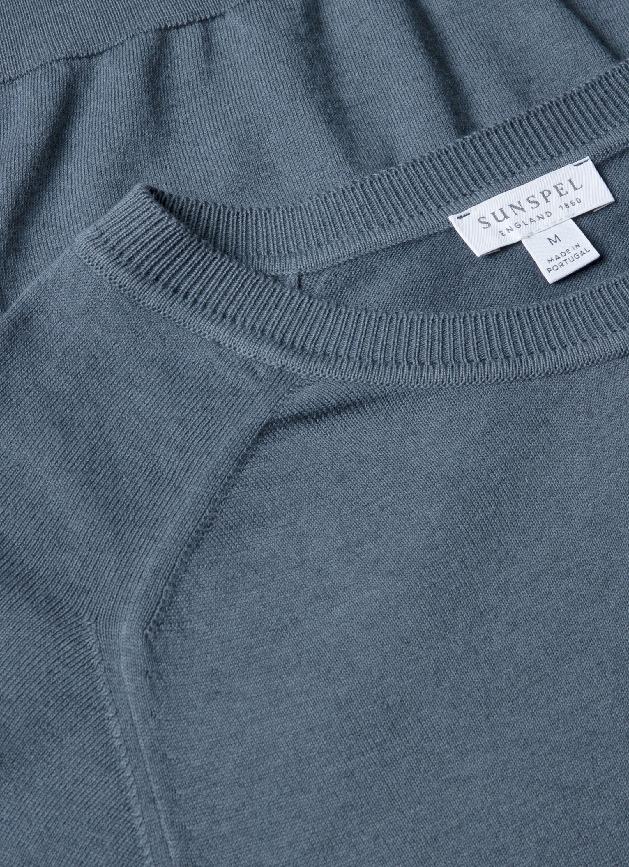 Men's Sea Island Cashmere Crew Neck Jumper in Slate Blue