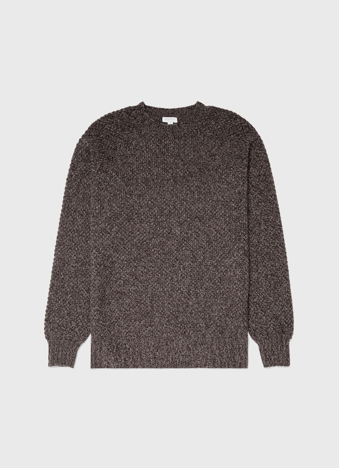 Men's Lambswool Textured Jumper in Coffee Twist