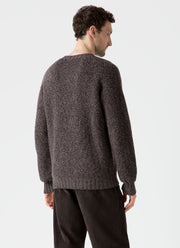 Men's Lambswool Textured Jumper in Coffee Twist