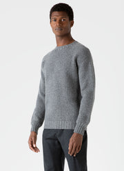 Men's Lambswool Textured Jumper in Mid Grey Twist