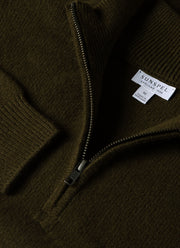 Men's Lambswool Half Zip Jumper in Dark Olive
