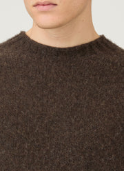 Men's Shetland Crew Neck Jumper in Bark